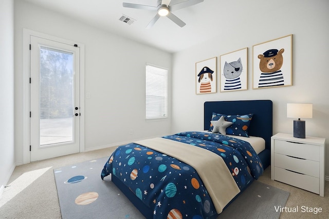 149 Silver Valley Ln, Fort Worth, TX 76108 - carpeted bedroom with access to exterior and a ceiling fan