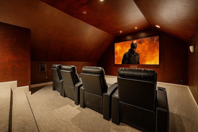 149 Silver Valley Ln, Fort Worth, TX 76108 - cinema with carpet flooring, lofted ceiling, and recessed lighting