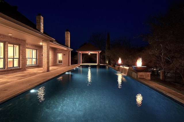 149 Silver Valley Ln, Fort Worth, TX 76108 - pool at twilight featuring an outdoor pool, a gazebo, and a patio