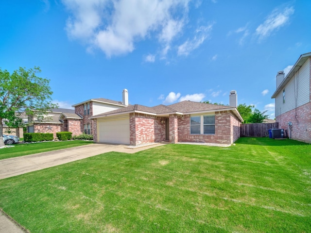 2321 Live Oak Dr, Little Elm, TX 75068 - view of front facade featuring brick siding, an attached garage, driveway, and a chimney