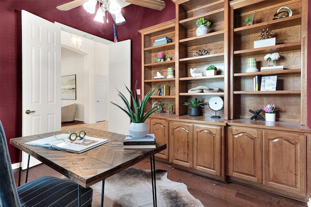 5405 Enfield Dr, Richardson, TX 75082 - office with wood finished floors and ceiling fan