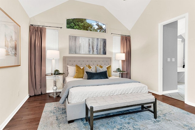 5405 Enfield Dr, Richardson, TX 75082 - bedroom featuring wood finished floors and vaulted ceiling