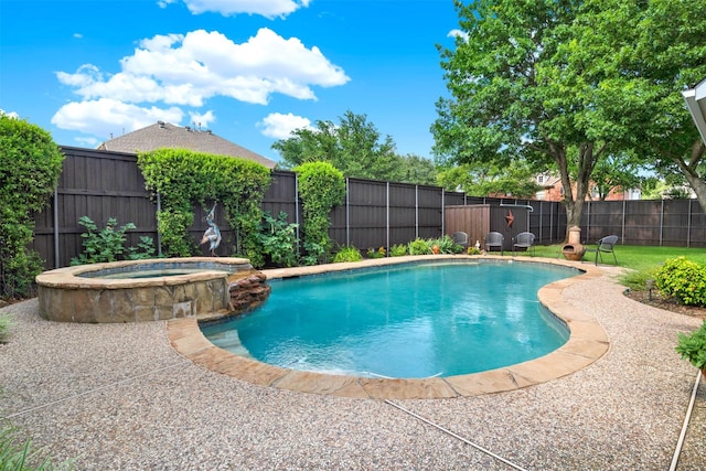 5405 Enfield Dr, Richardson, TX 75082 - view of pool featuring a fenced backyard and a pool with connected hot tub