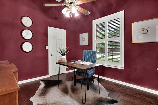 5405 Enfield Dr, Richardson, TX 75082 - office with wood finished floors and ceiling fan