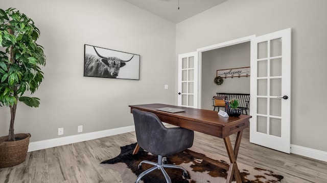602 Franklin Ln, Lavon, TX 75166 - office area featuring french doors and wood finished floors