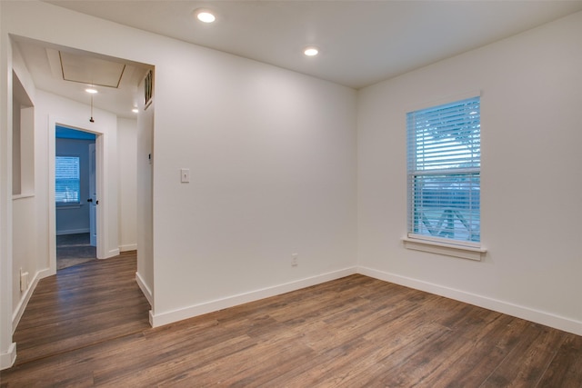 431 S Locust St, Mesquite, TX 75149 - unfurnished room featuring attic access, wood finished floors, and recessed lighting