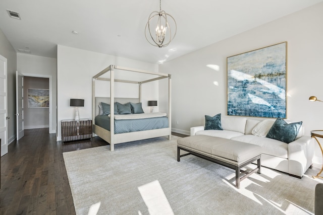 2800 Lakeside Pkwy Unit 1502, Flower Mound, TX 75022 - bedroom with a chandelier and wood finished floors