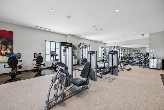 2800 Lakeside Pkwy Unit 1502, Flower Mound, TX 75022 - workout area featuring recessed lighting and carpet flooring