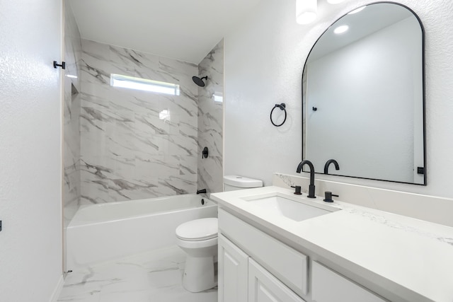 123 Rolling Spring Dr, Aledo, TX 76008 - full bath with vanity, shower / bathtub combination, and marble look tiles