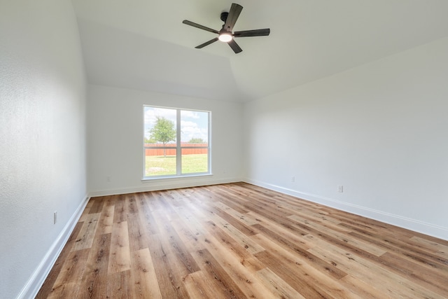 123 Rolling Spring Dr, Aledo, TX 76008 - unfurnished room with light wood-type flooring, ceiling fan, and lofted ceiling