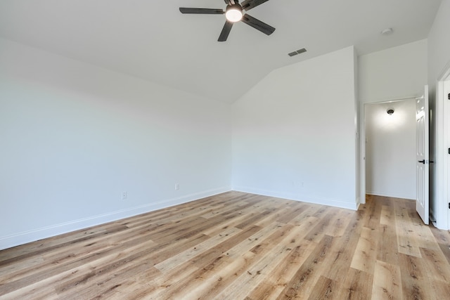123 Rolling Spring Dr, Aledo, TX 76008 - unfurnished room with ceiling fan, vaulted ceiling, and light wood-type flooring