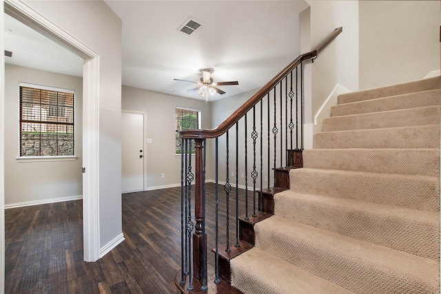 1511 Biltmore Ln, Irving, TX 75063 - stairs featuring wood finished floors and a ceiling fan