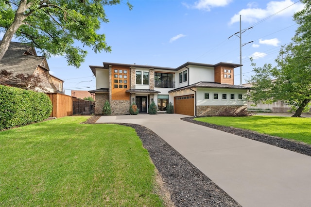 4441 Amherst Ave, University Park, TX 75225 - view of front of home with stone siding, driveway, stucco siding, and a garage