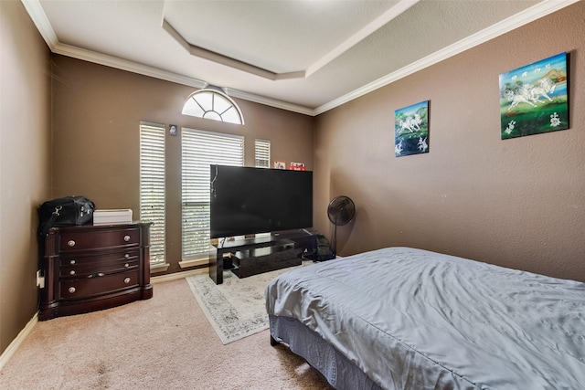461 Running Water Trl, Fort Worth, TX 76131 - carpeted bedroom featuring ornamental molding and a tray ceiling