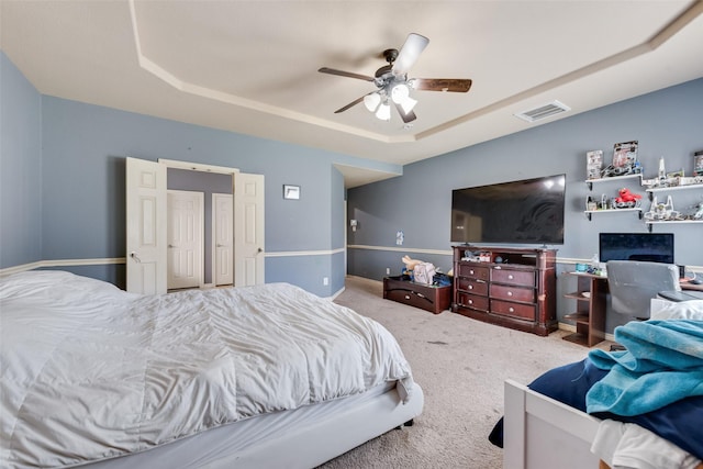 461 Running Water Trl, Fort Worth, TX 76131 - carpeted bedroom with a raised ceiling and a ceiling fan