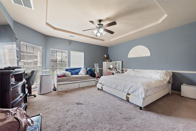 461 Running Water Trl, Fort Worth, TX 76131 - bedroom featuring a tray ceiling, carpet, and ceiling fan