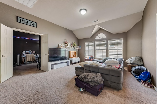 461 Running Water Trl, Fort Worth, TX 76131 - carpeted living room featuring vaulted ceiling