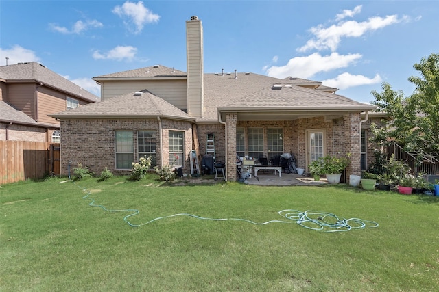461 Running Water Trl, Fort Worth, TX 76131 - rear view of property with a patio area, brick siding, a chimney, and a shingled roof