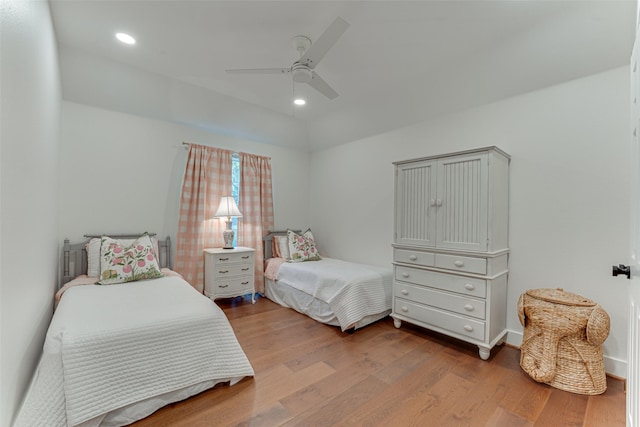 4508 Crystal Mountain Dr, Richardson, TX 75082 - bedroom with wood finished floors, a ceiling fan, and recessed lighting