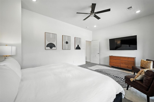 1338 E Kiest Blvd, Dallas, TX 75216 - carpeted bedroom with recessed lighting and a ceiling fan