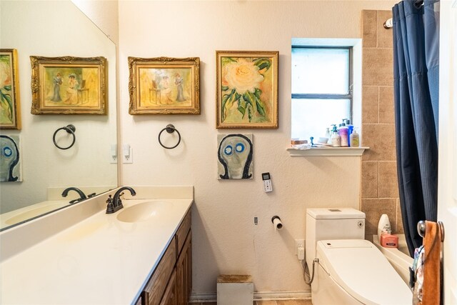 5705 Kingstree Ct, Arlington, TX 76017 - bathroom with vanity and shower / bath combination with curtain