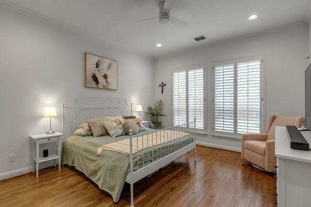 2248 Forest Hollow Park, Dallas, TX 75228 - bedroom featuring crown molding, wood finished floors, recessed lighting, and ceiling fan