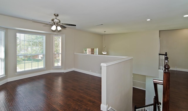 2505 Hunters Run Dr, Plano, TX 75025 - empty room with wood-type flooring, a ceiling fan, and recessed lighting