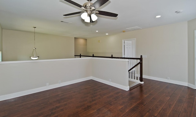 2505 Hunters Run Dr, Plano, TX 75025 - spare room with wood-type flooring, ceiling fan, recessed lighting, and a smoke detector