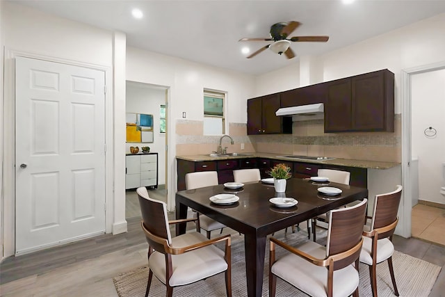 2023 Windchime Dr, Dallas, TX 75224 - dining area featuring a ceiling fan, light wood-type flooring, and recessed lighting