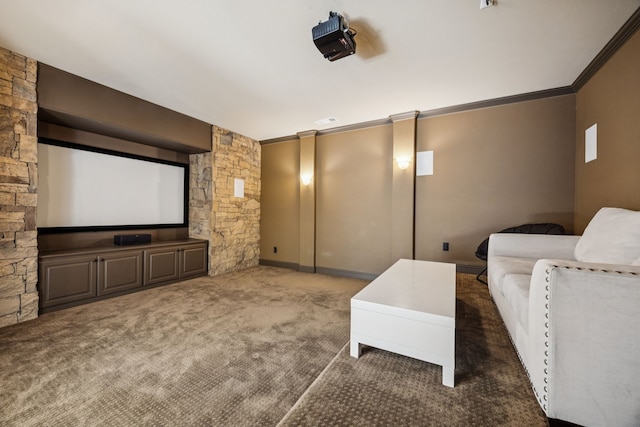 9741 Blanco Dr, Lantana, TX 76226 - home theater featuring carpet flooring and crown molding