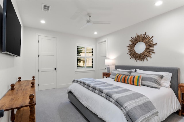548 Winding Ln, Mount Vernon, TX 75457 - bedroom with recessed lighting, ceiling fan, and carpet