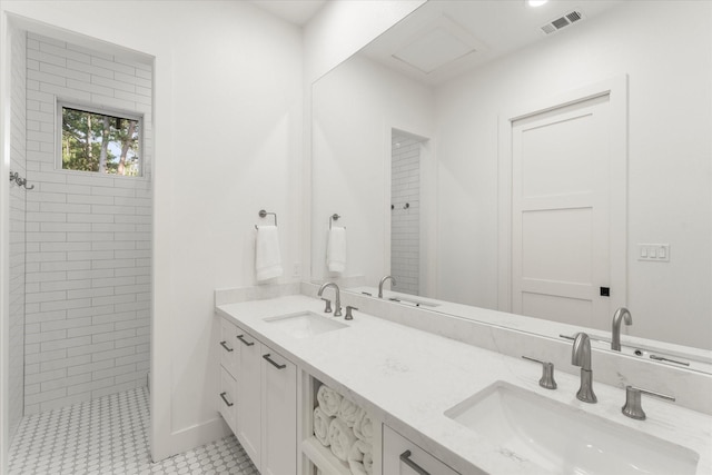 548 Winding Ln, Mount Vernon, TX 75457 - bathroom featuring double vanity and a tile shower