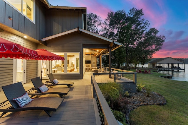 548 Winding Ln, Mount Vernon, TX 75457 - wooden deck with a lawn and a water view