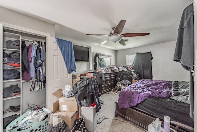 1106 Sunnyvale Dr, Arlington, TX 76010 - carpeted bedroom featuring ceiling fan and a closet