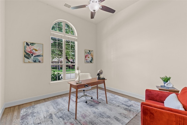931 N Birdsong Dr, Allen, TX 75013 - office space featuring ceiling fan and light wood-style flooring