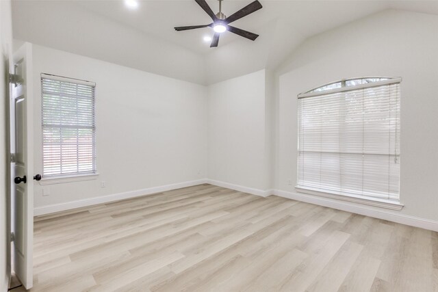 3214 Blair Oak Dr, Rowlett, TX 75089 - unfurnished room with a ceiling fan, wood finished floors, and lofted ceiling