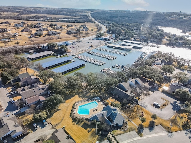 9424 Mountain Lk, Fort Worth, TX 76179 - aerial view of property and surrounding area with a pool and a marina