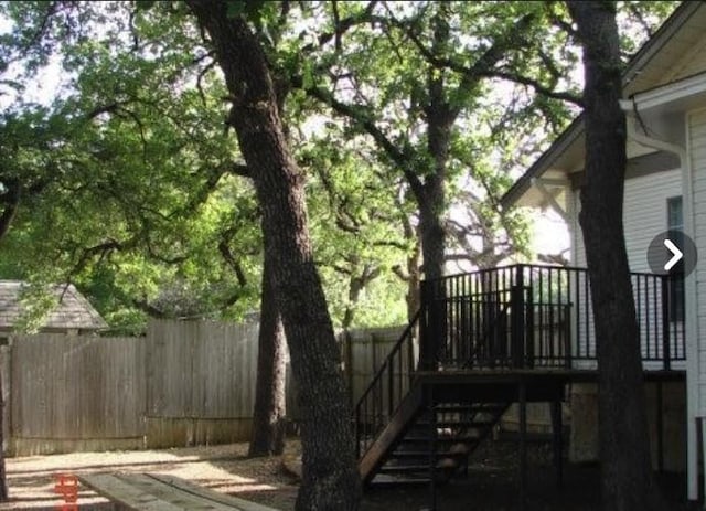 2207 N Elm St, Denton, TX 76201 - wooden deck featuring stairway