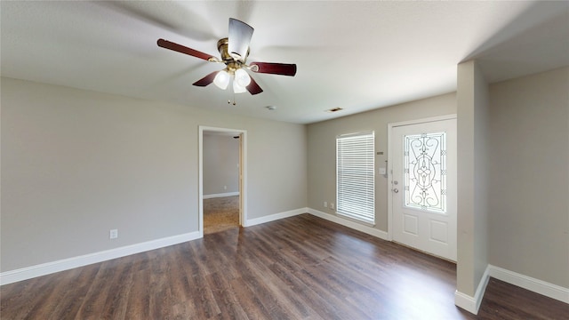 615 Royal Crest Dr, Mesquite, TX 75149 - foyer with dark wood finished floors and a ceiling fan