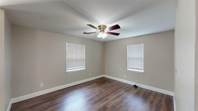 615 Royal Crest Dr, Mesquite, TX 75149 - spare room with a ceiling fan and dark wood-style floors