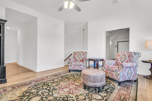 7432 Wispy Willow Ln, Little Elm, TX 76227 - living area with wood finished floors and a ceiling fan