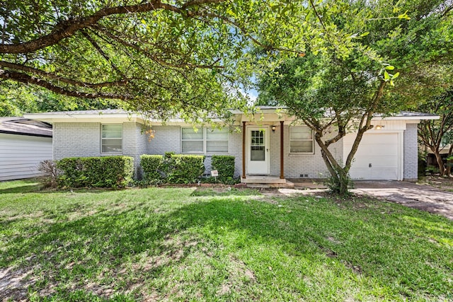 5120 Nadine Dr, Haltom City, TX 76117 - ranch-style home with brick siding, a garage, concrete driveway, and a front lawn