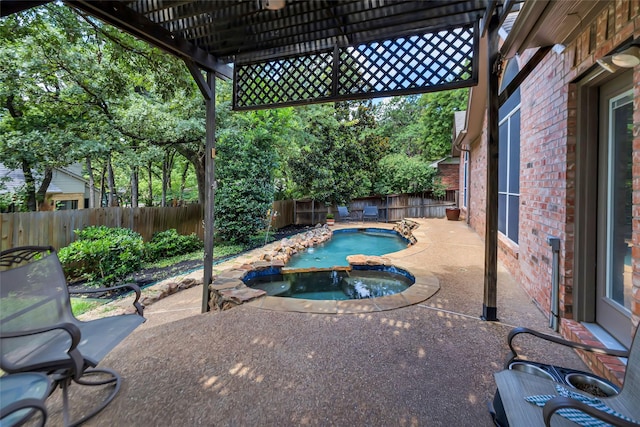 2807 Stonehurst Dr, Grapevine, TX 76051 - view of pool with a fenced backyard, a patio, a pergola, and a pool with connected hot tub