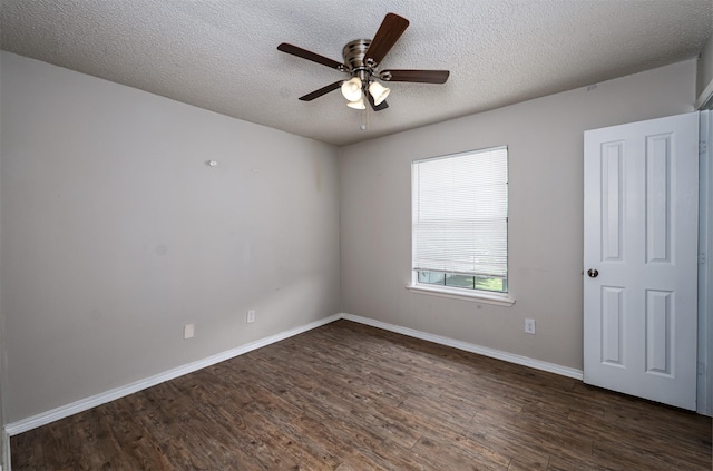 4927 Miller Ave, Fort Worth, TX 76119 - empty room with a textured ceiling, a ceiling fan, and dark wood finished floors