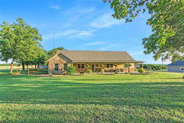 140 Stark Ln, Sherman, TX 75090 - ranch-style house with stone siding and a porch