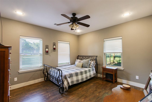 140 Stark Ln, Sherman, TX 75090 - bedroom with wood-type flooring, recessed lighting, and ceiling fan