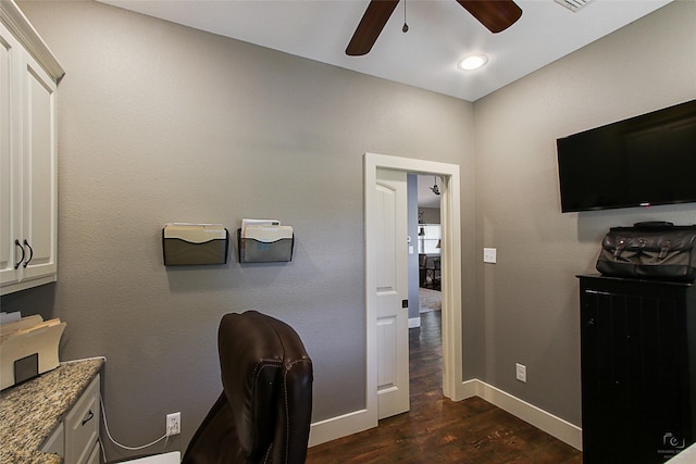 140 Stark Ln, Sherman, TX 75090 - office featuring a ceiling fan and dark wood-style flooring