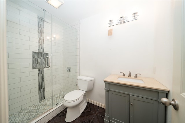 1825 E Shore Dr, Dallas, TX 75217 - bathroom featuring a shower stall, vanity, and tile patterned flooring