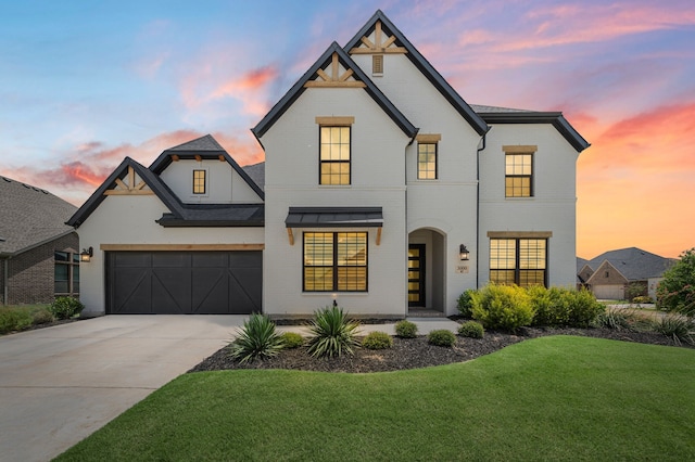 3000 Walker Way, Northlake, TX 76247 - french country home featuring a yard, concrete driveway, brick siding, and an attached garage