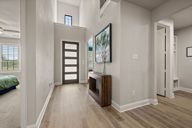 3000 Walker Way, Northlake, TX 76247 - foyer featuring wood finished floors, healthy amount of natural light, and a ceiling fan